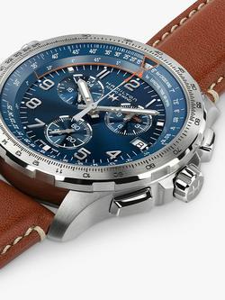 Hamilton H77922541 Men's Khaki Aviation X-Wind GMT Chronograph Date Leather Strap Watch, Brown/Blue - view 2, Brown/Blue
