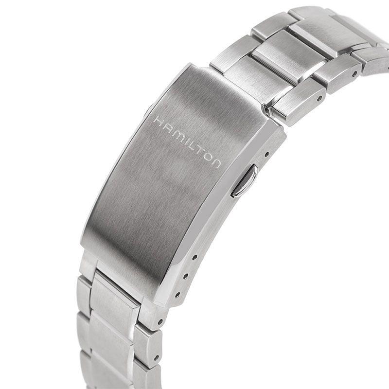 Product image 6 of 6, which shows Hamilton H64615135 Men's Khaki Aviation Pilot Day Date Automatic Bracelet Strap Watch, Silver/Black