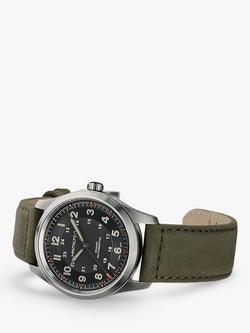 Hamilton H70205830 Men's Khaki Field Titanium Automatic Leather Strap Watch, Brown/Black - view 2, Brown/Black