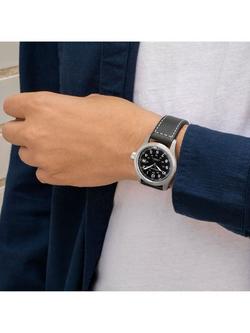 Hamilton H70455733 Men's Khaki Field Automatic Date Leather Strap Watch, Black - view 2, Black