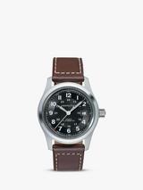 Hamilton H70605731 Men s Khaki Field Automatic Leather Strap Watch Black