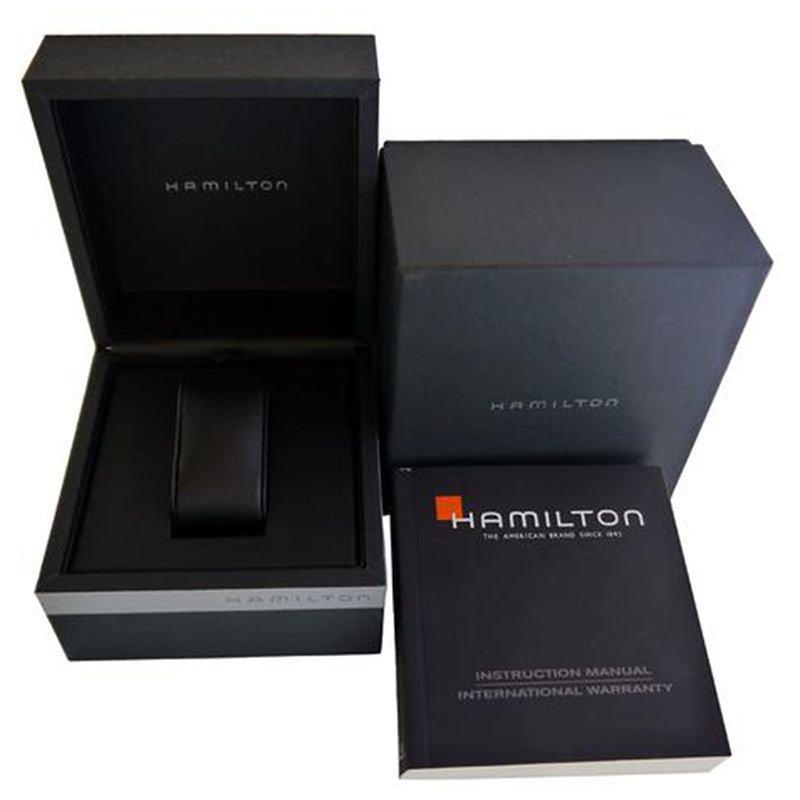 Product image 2 of 6, which shows Hamilton H64455133 Men's Khaki Field King Automatic Day Date Bracelet Strap Watch, Silver/Black