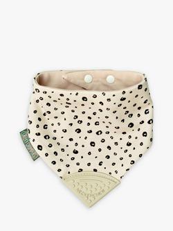Cheeky Chompers Neckerchew Baby Teething Dribble Bib, Leopard Spot, Off White/Black