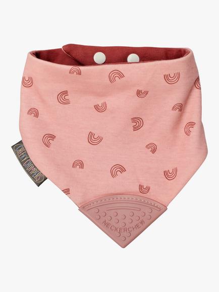 Cheeky Chompers Neckerchew Baby Teething Dribble Bib, Rainbow Rose, Pink