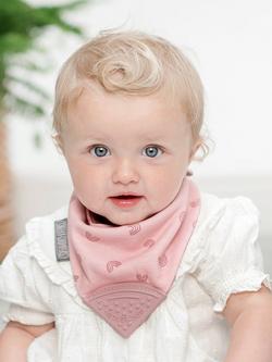 Cheeky Chompers Neckerchew Baby Teething Dribble Bib, Rainbow Rose - view 2, Pink