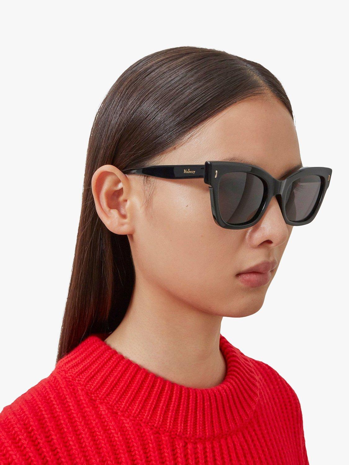 Product image 4 of 4, which shows Mulberry Women's Kate Cat's Eye Sunglasses, Black
