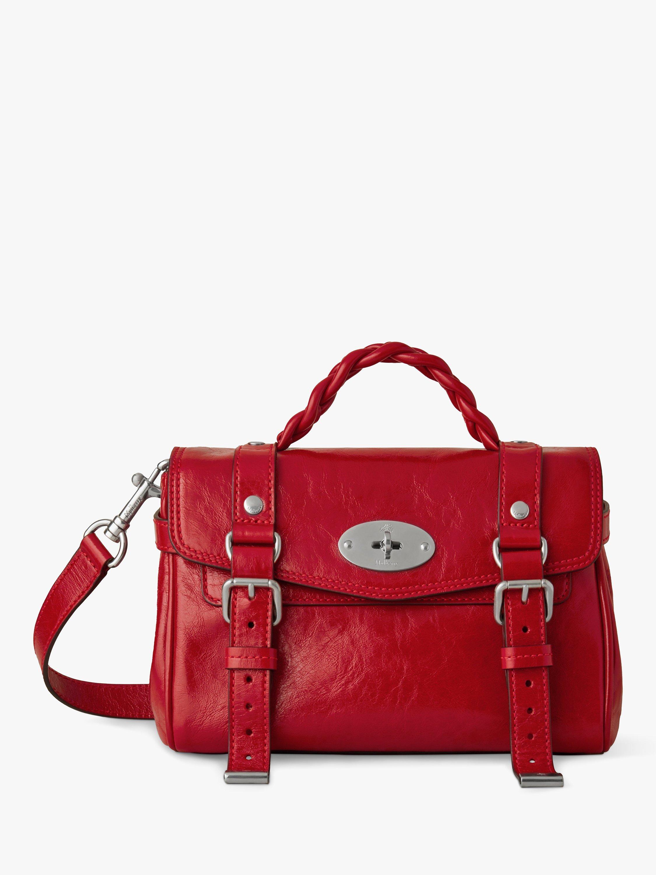 Mulberry Mini Alexa Glossy Leather Cross Body Bag, Lancaster Red