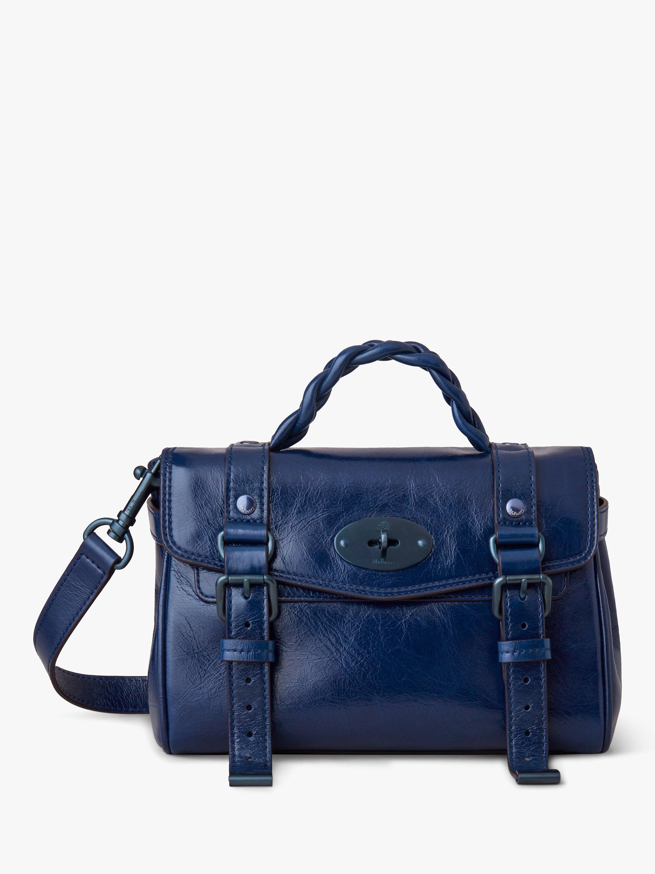 Mulberry Mini Alexa Glossy Leather Cross Body Bag, Sapphire
