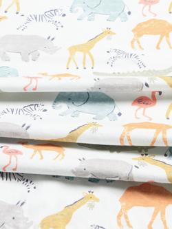 John Lewis Safari Animals Reversible Jersey Blanket, 80 x 80cm - view 2, Grey
