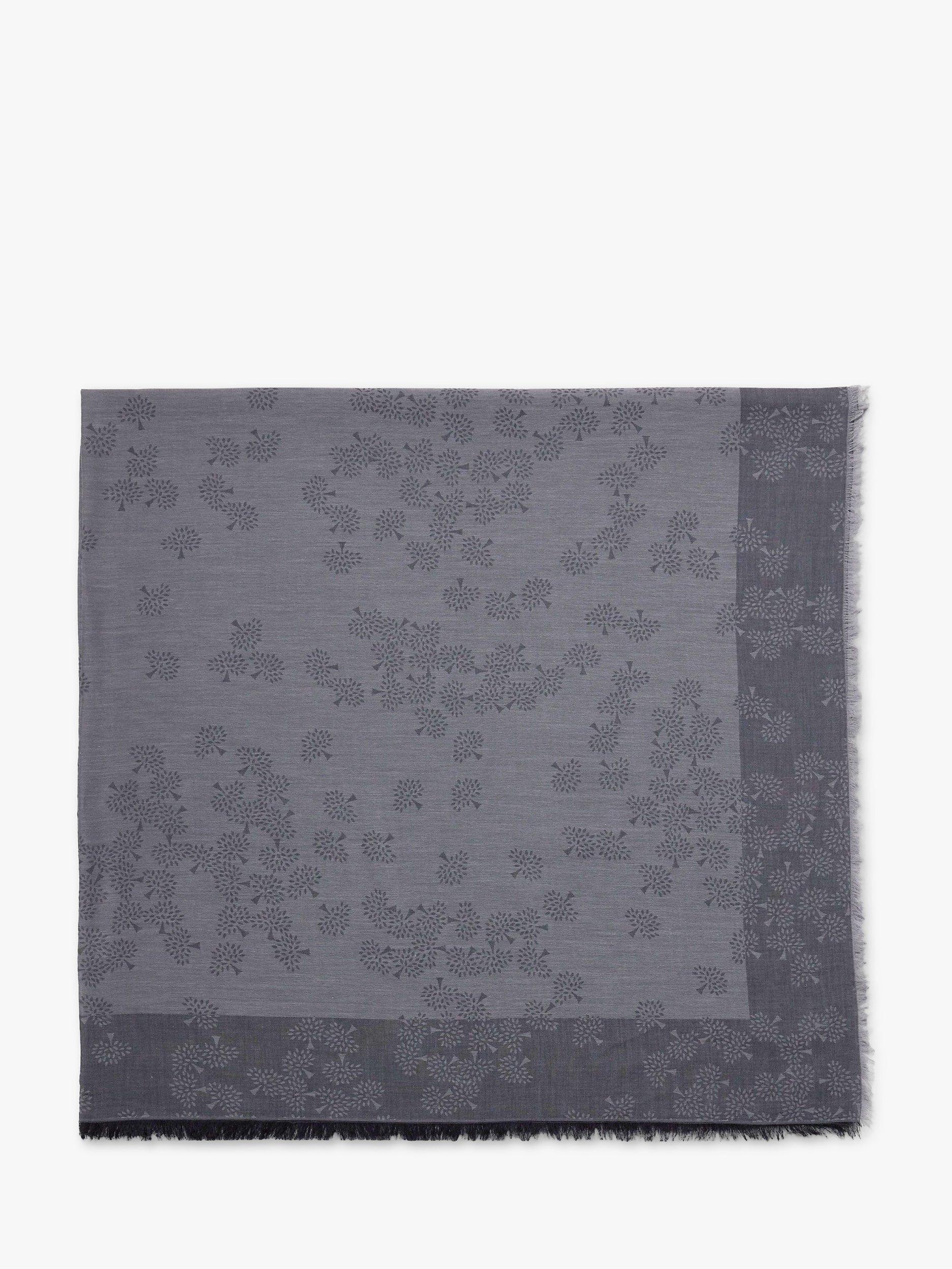 Mulberry Tamara Square Cotton Scarf, Charcoal