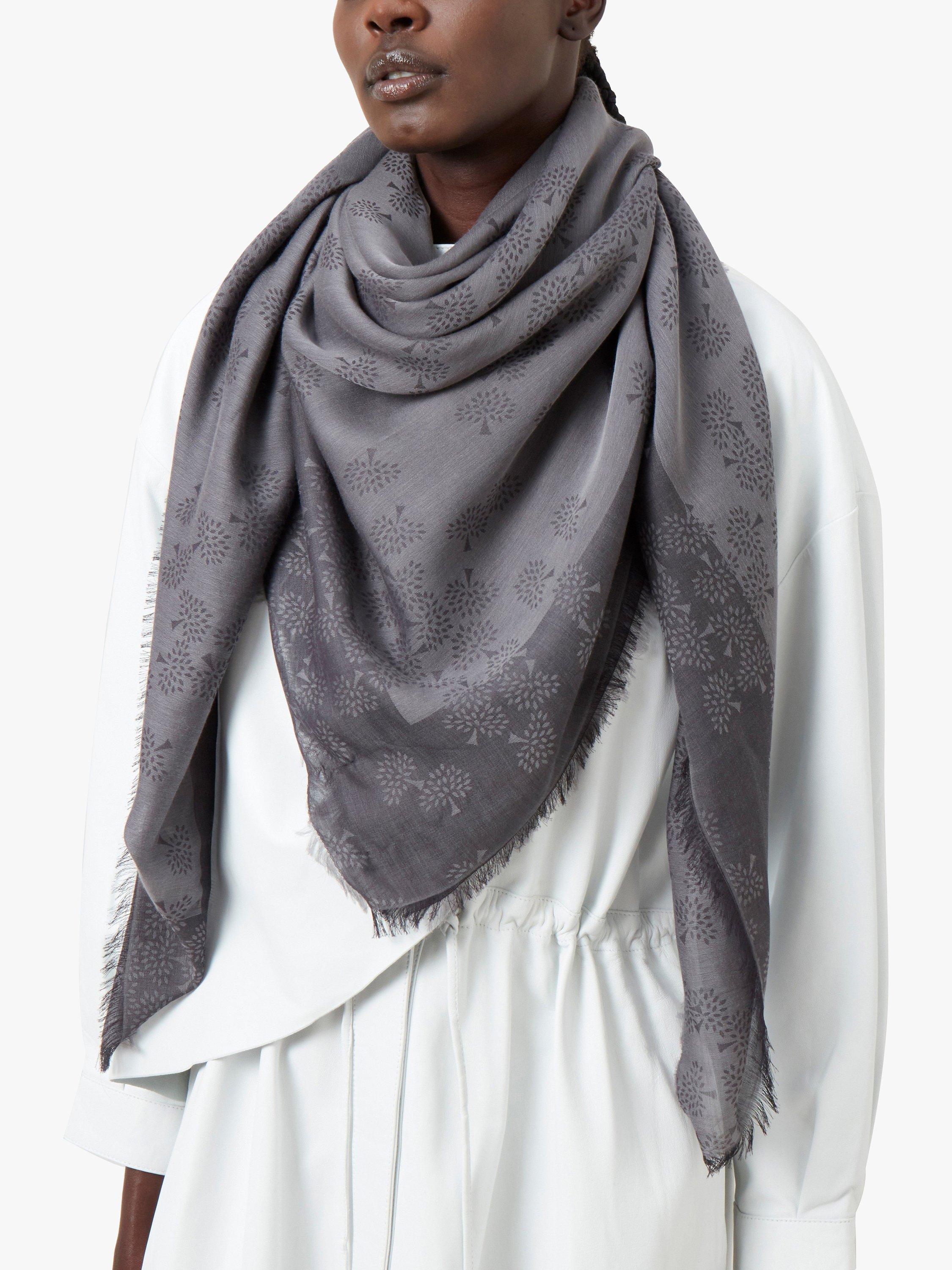 Mulberry Tamara Square Cotton Scarf, Charcoal