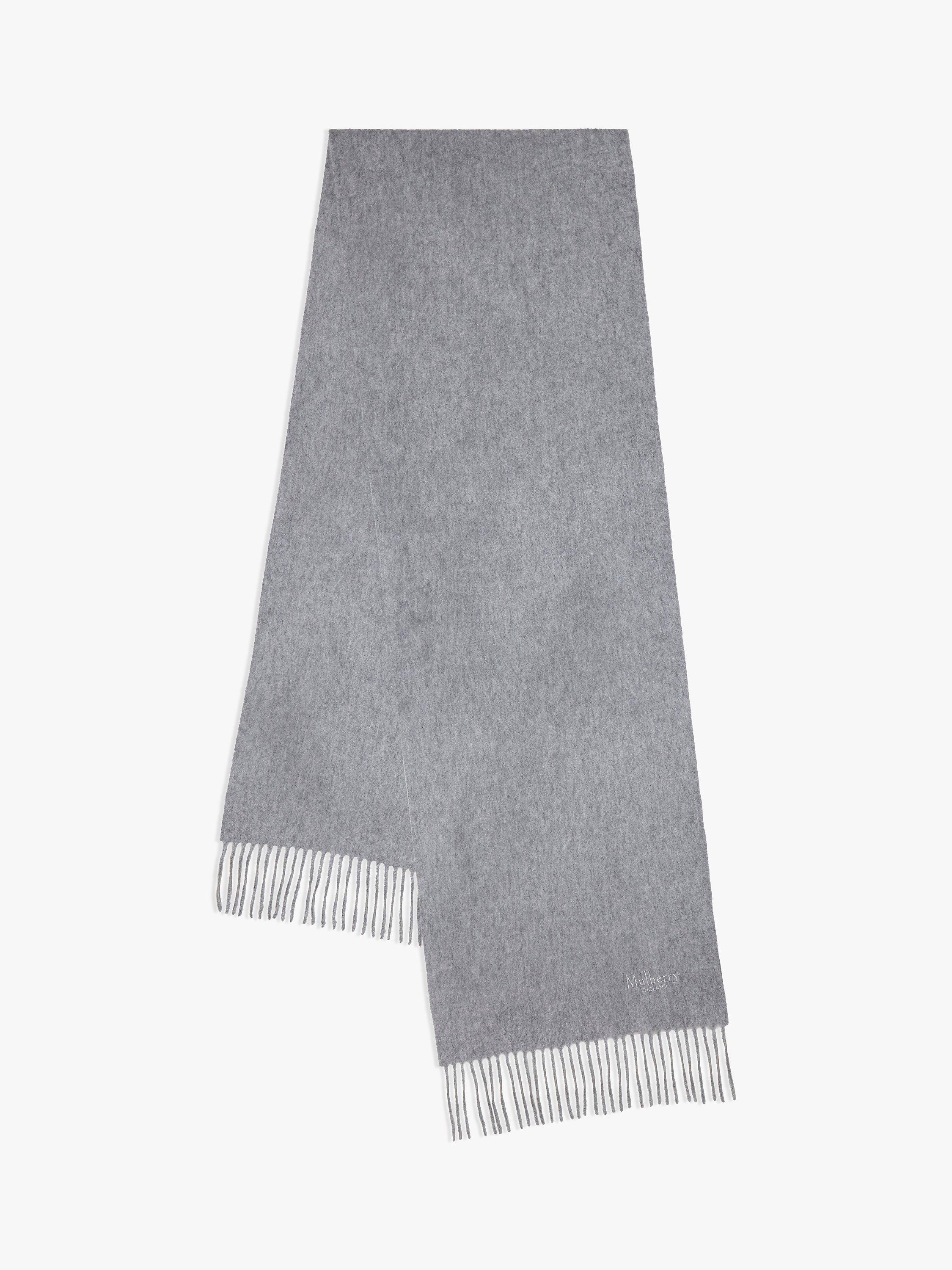 Mulberry Cashmere Scarf, Light Grey Melange