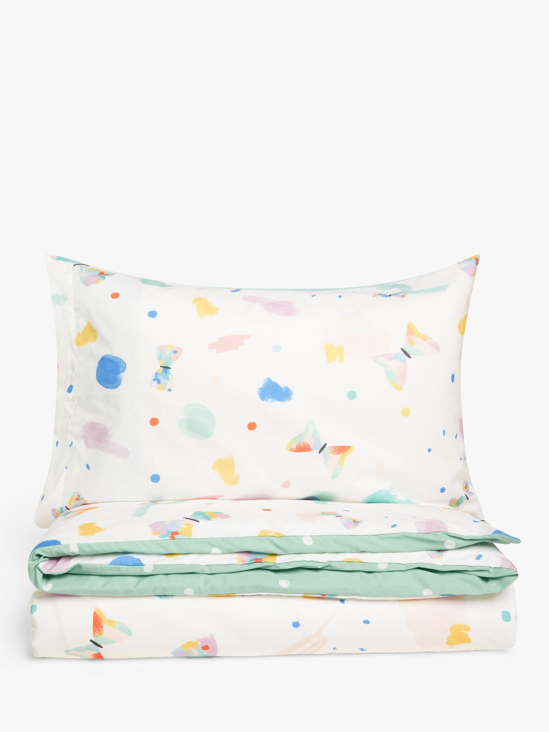 John Lewis Butterfly Polka Dot Reversible Pure Cotton Duvet Cover & Pillowcase Set, Single Set