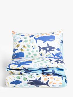 John Lewis Under The Sea Print Pure Cotton Duvet Cover and Pillowcase Set, Single Set - view 2, Blue