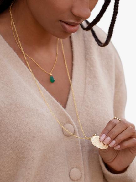 Monica Vinader Rolo Chain Pendant Necklace, Gold - view 2, Gold