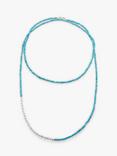 Monica Vinader Mini Nugget Gemstone Long Beaded Necklace, Turquoise/Silver