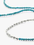 Monica Vinader Mini Nugget Gemstone Long Beaded Necklace, Turquoise/Silver