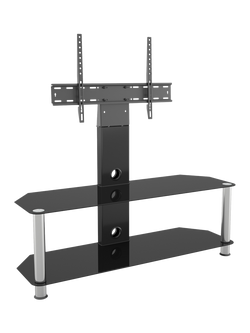 AVF SDCL1140 Corner TV Stand with Mount for TVs up to 65”, Black/Chrome, Black/Chrome