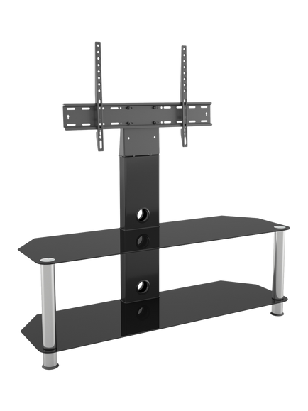 AVF SDCL1140 Corner TV Stand with Mount for TVs up to 65”, Black/Chrome, Black/Chrome