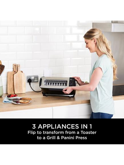 Ninja ST200UK Foodi 3-in-1 Toaster, Grill & Panini Press, Black - view 2, Black