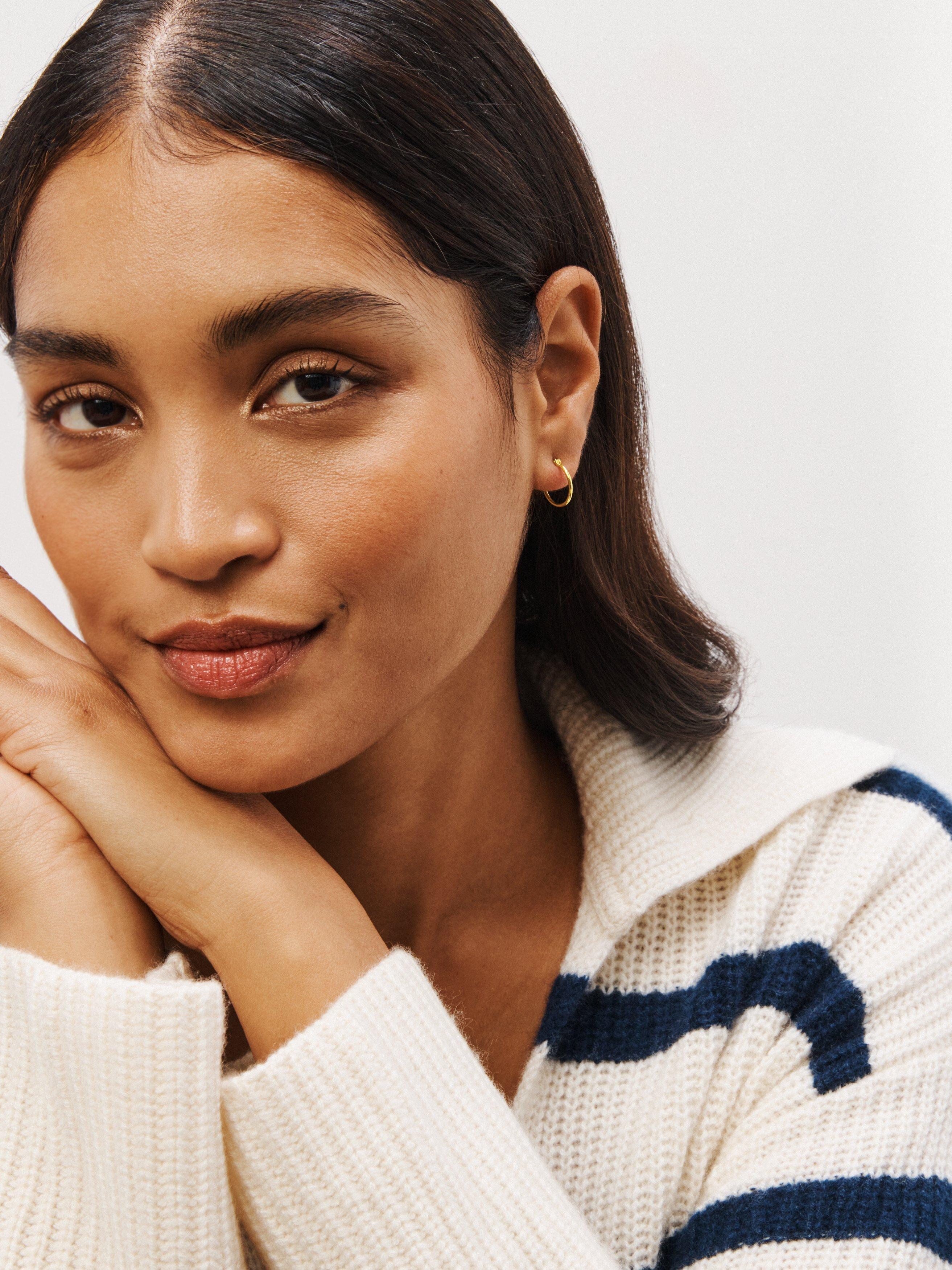 Product image 2 of 3, which shows John Lewis Small Skinny Hoop Earrings, Gold