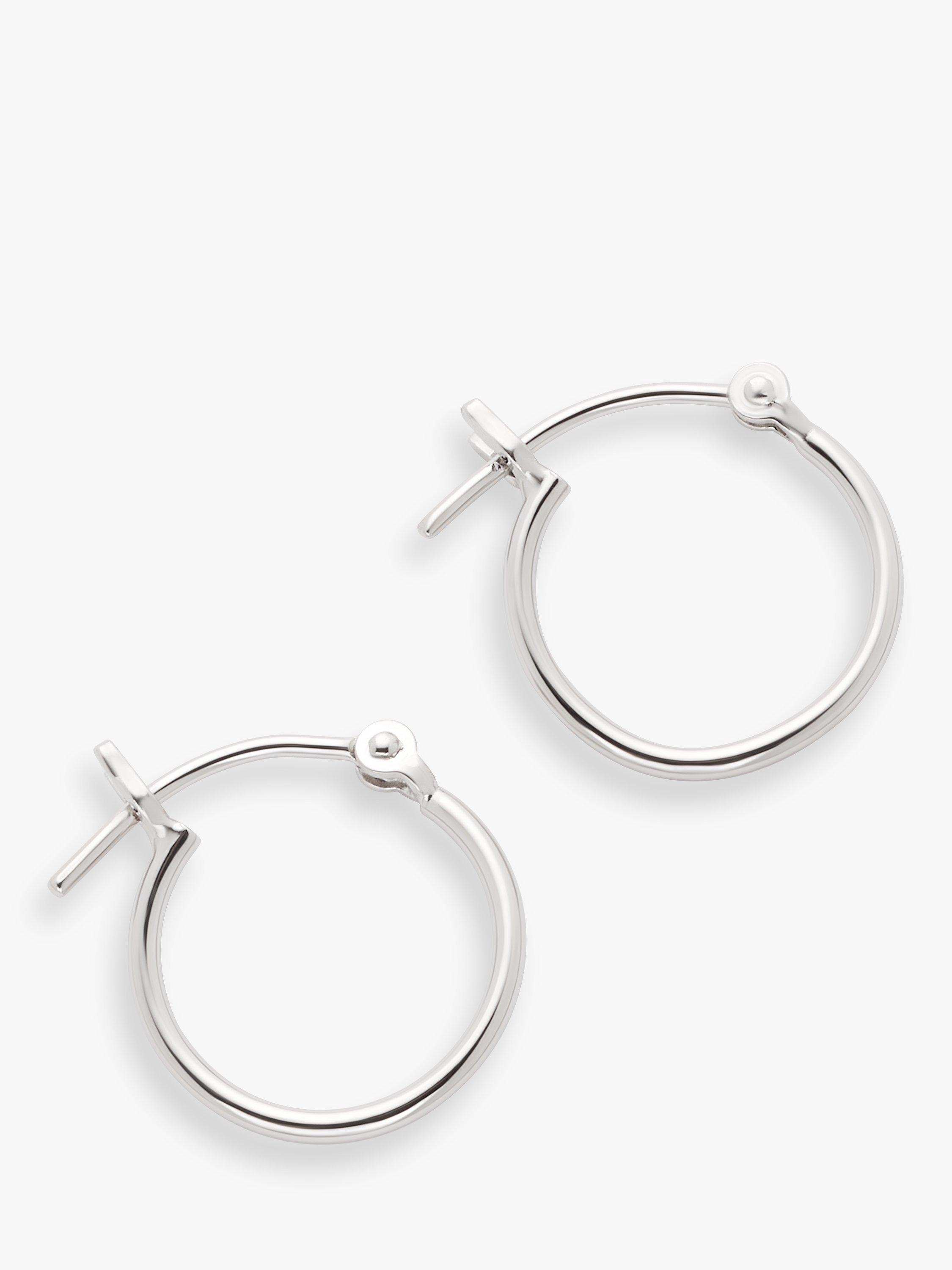 Product image 1 of 3, which shows John Lewis Small Skinny Hoop Earrings, Silver