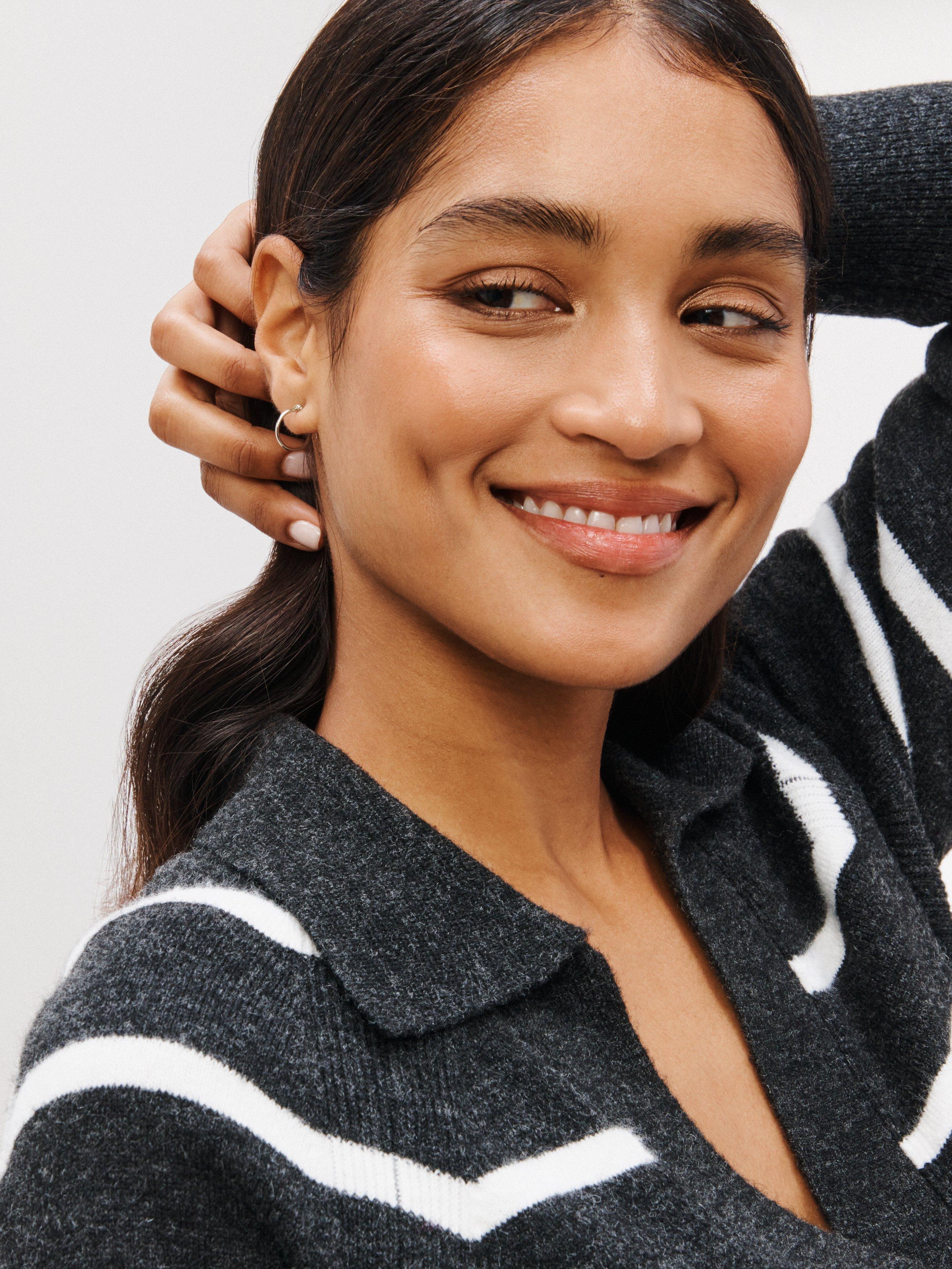 Product image 2 of 3, which shows John Lewis Small Skinny Hoop Earrings, Silver