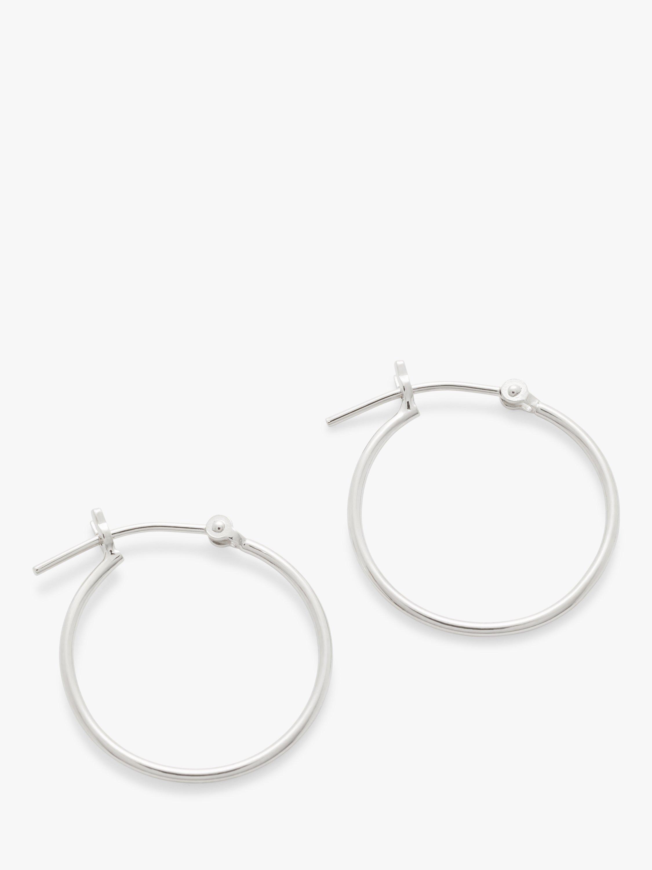 John Lewis Medium Skinny Hoop Earrings, Silver