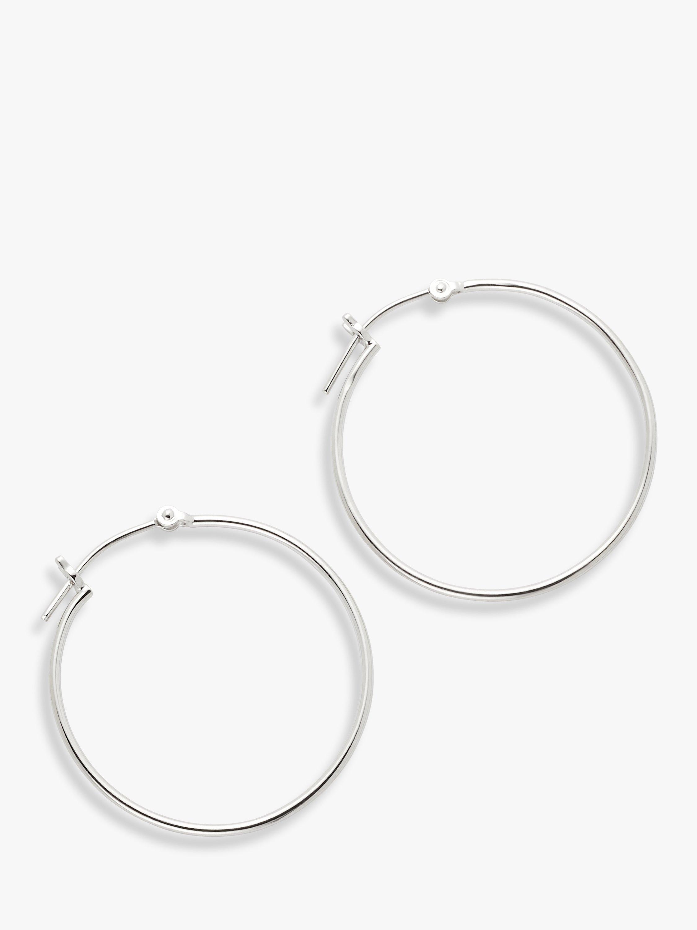 John Lewis Large Skinny Hoop Earrings, Silver