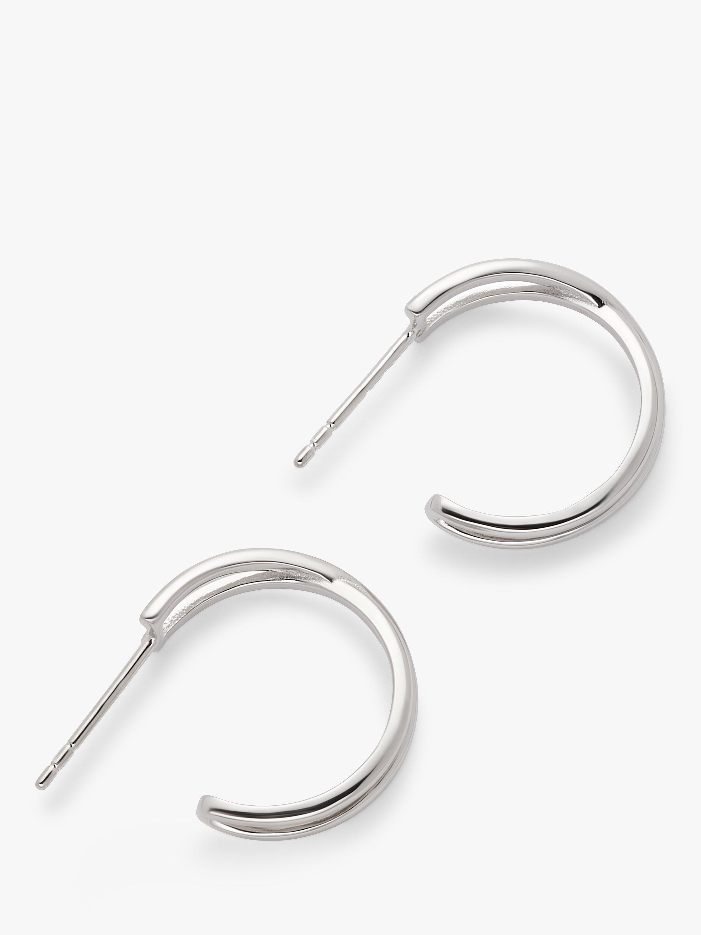 John Lewis Cross Hoop Earrings, Silver