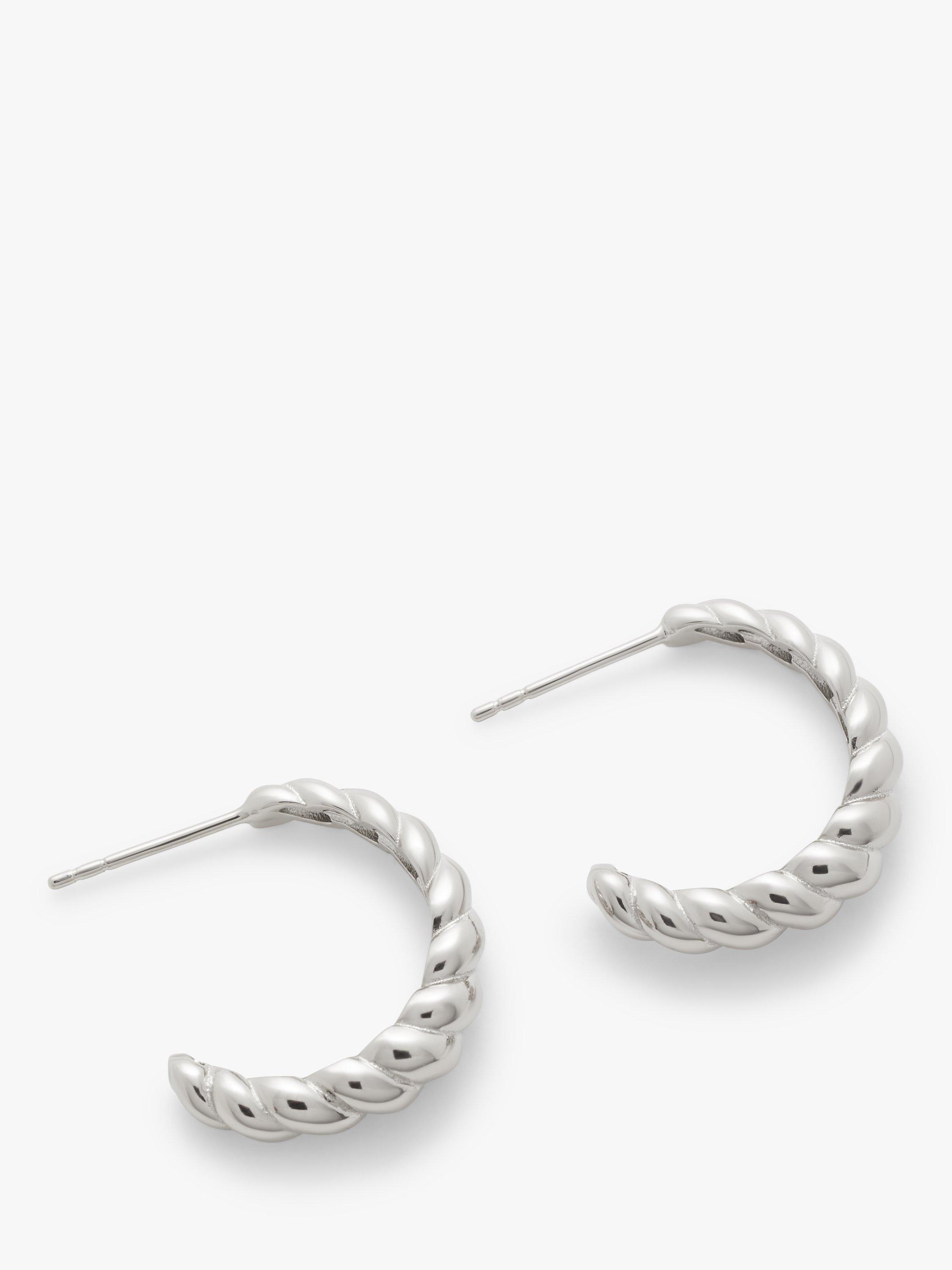 John Lewis Medium Twisted Rope Hoop Earrings, Silver