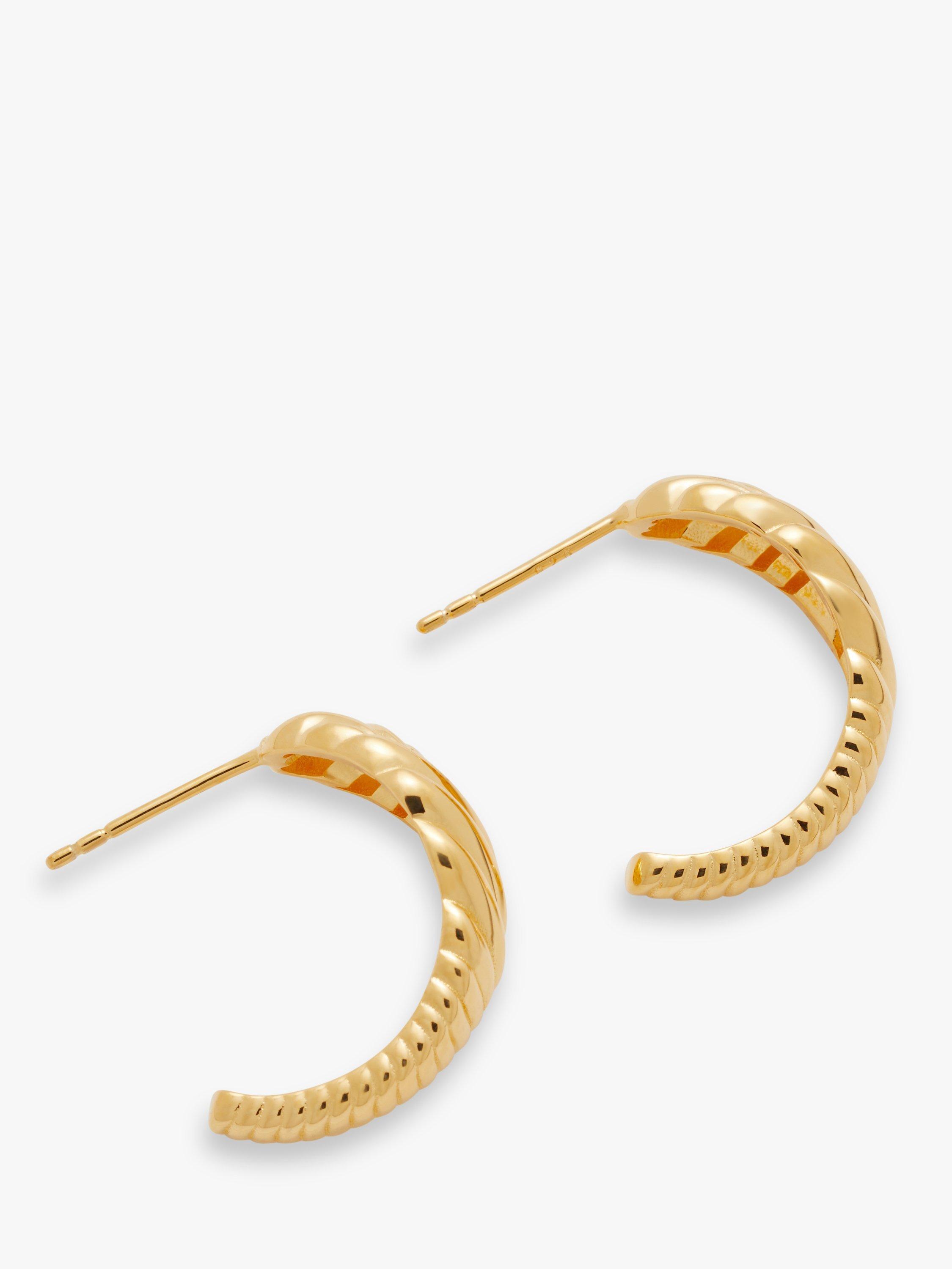 Product image 1 of 3, which shows John Lewis Woven Texture Hoop Earrings, Gold