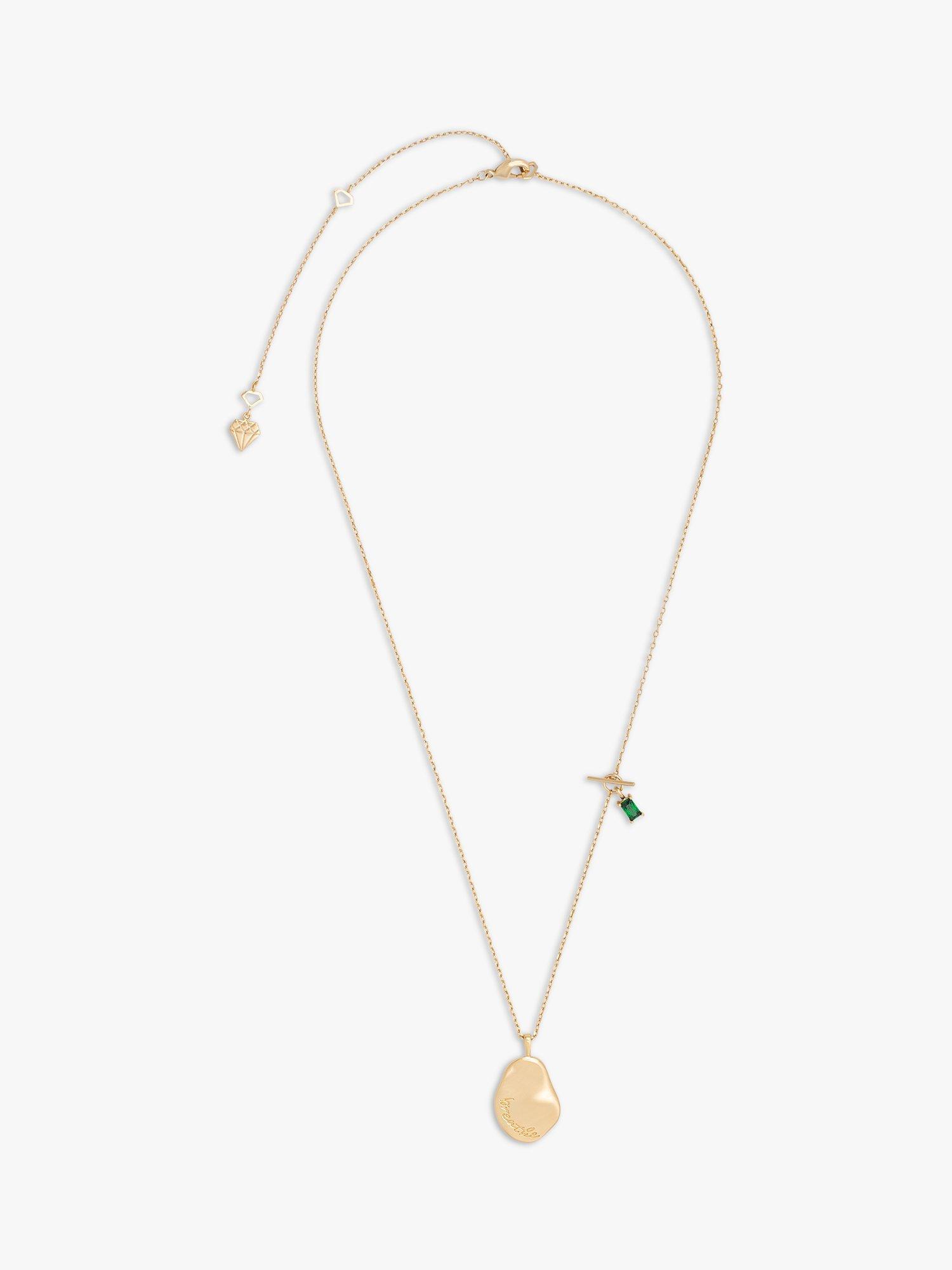 Wanderlust + Co Breathe Mantra Pendant Necklace, Gold