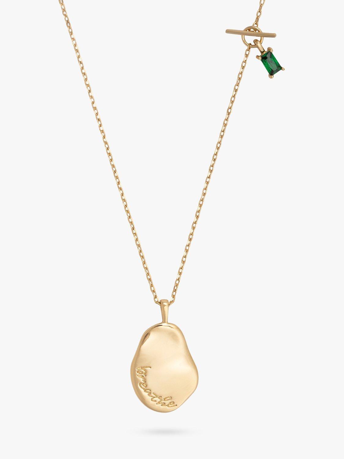 Wanderlust + Co Breathe Mantra Pendant Necklace, Gold