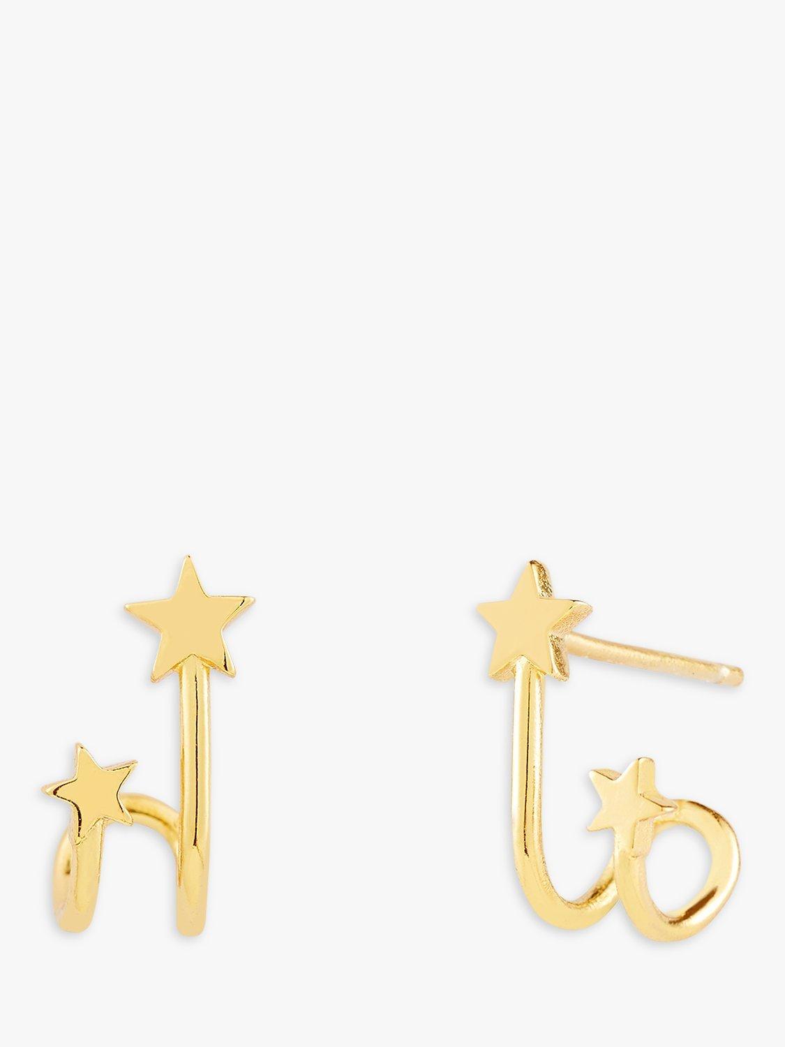 Product image 2 of 4, which shows Wanderlust + Co In The Stars Huggie Hoop Ear Cuffs, Gold