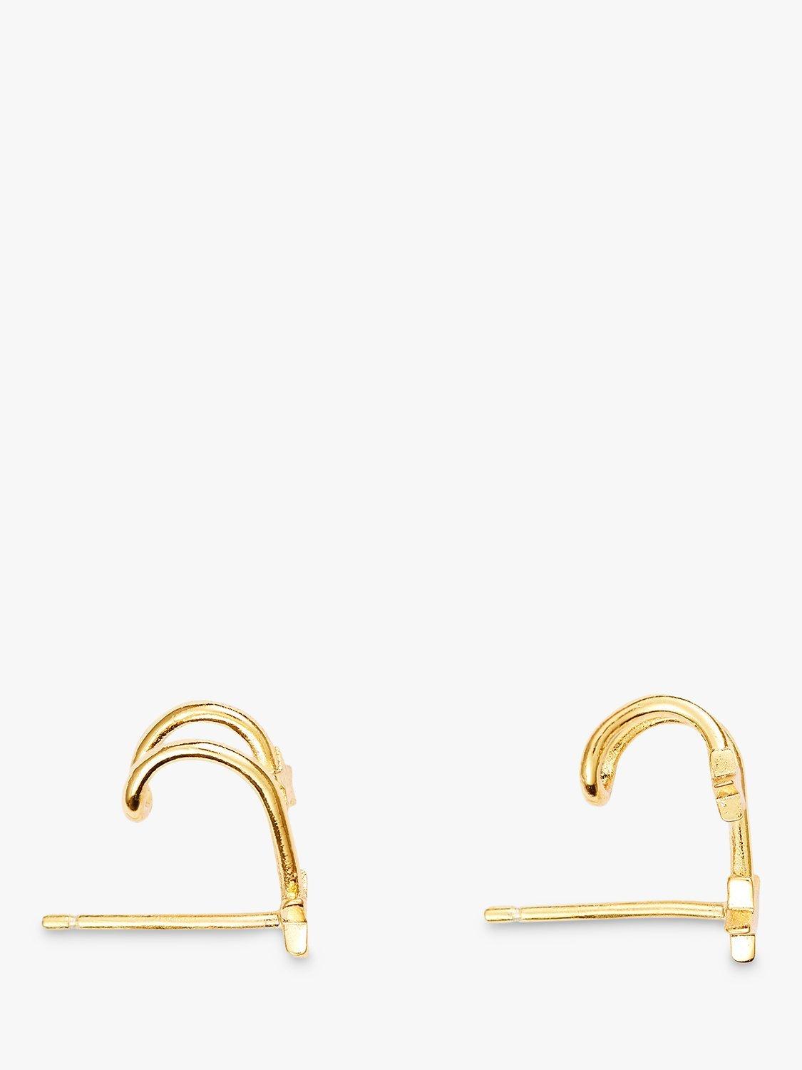 Product image 3 of 4, which shows Wanderlust + Co In The Stars Huggie Hoop Ear Cuffs, Gold
