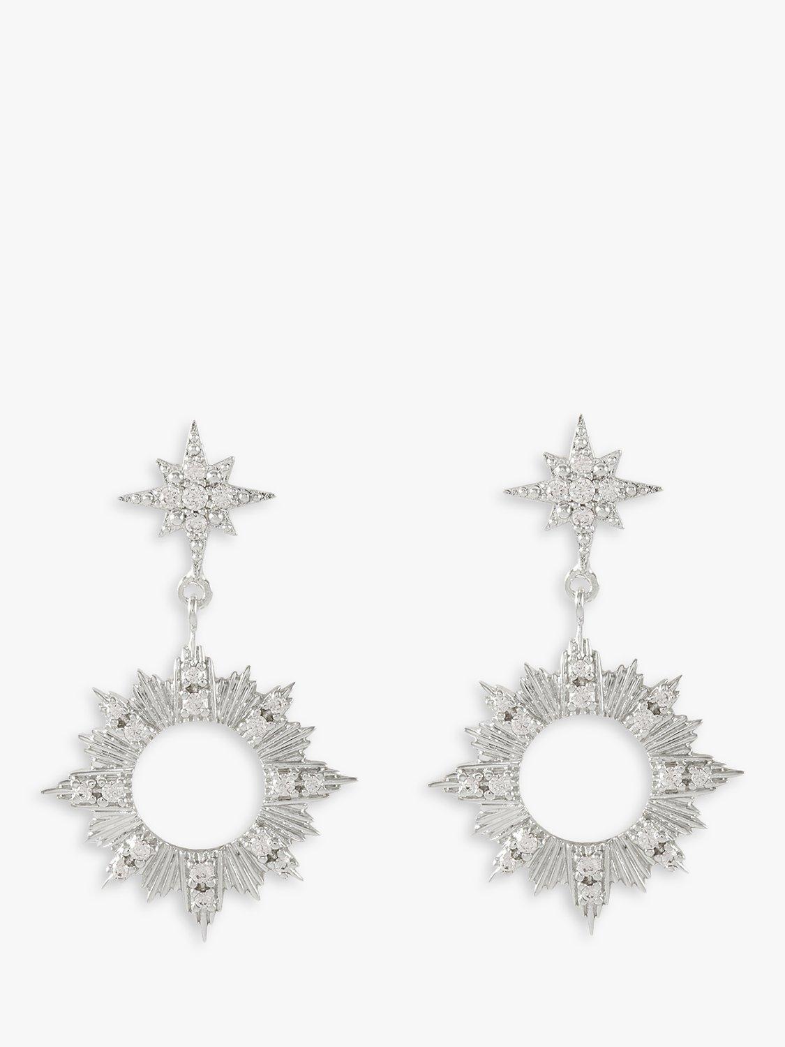 Product image 1 of 4, which shows Wanderlust + Co Sunseeker Drop Earrings, Silver