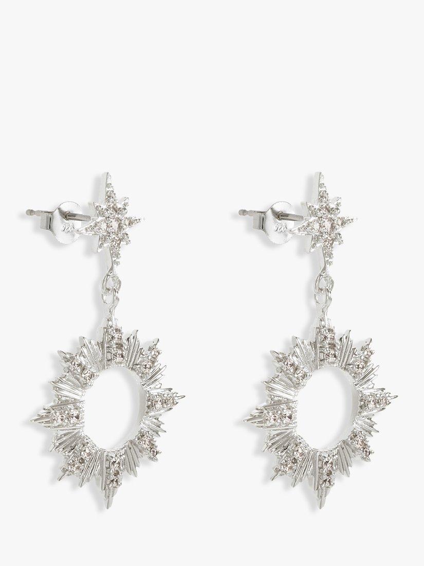 Product image 2 of 4, which shows Wanderlust + Co Sunseeker Drop Earrings, Silver