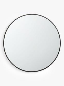 John Lewis Thin Metal Frame Round Wall Mirror, 65cm, Black