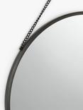 John Lewis Round Metal Frame Chain Hanging Mirror, 50cm