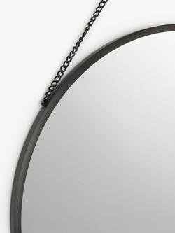 John Lewis Round Metal Frame Chain Hanging Mirror, 50cm - view 2, Black