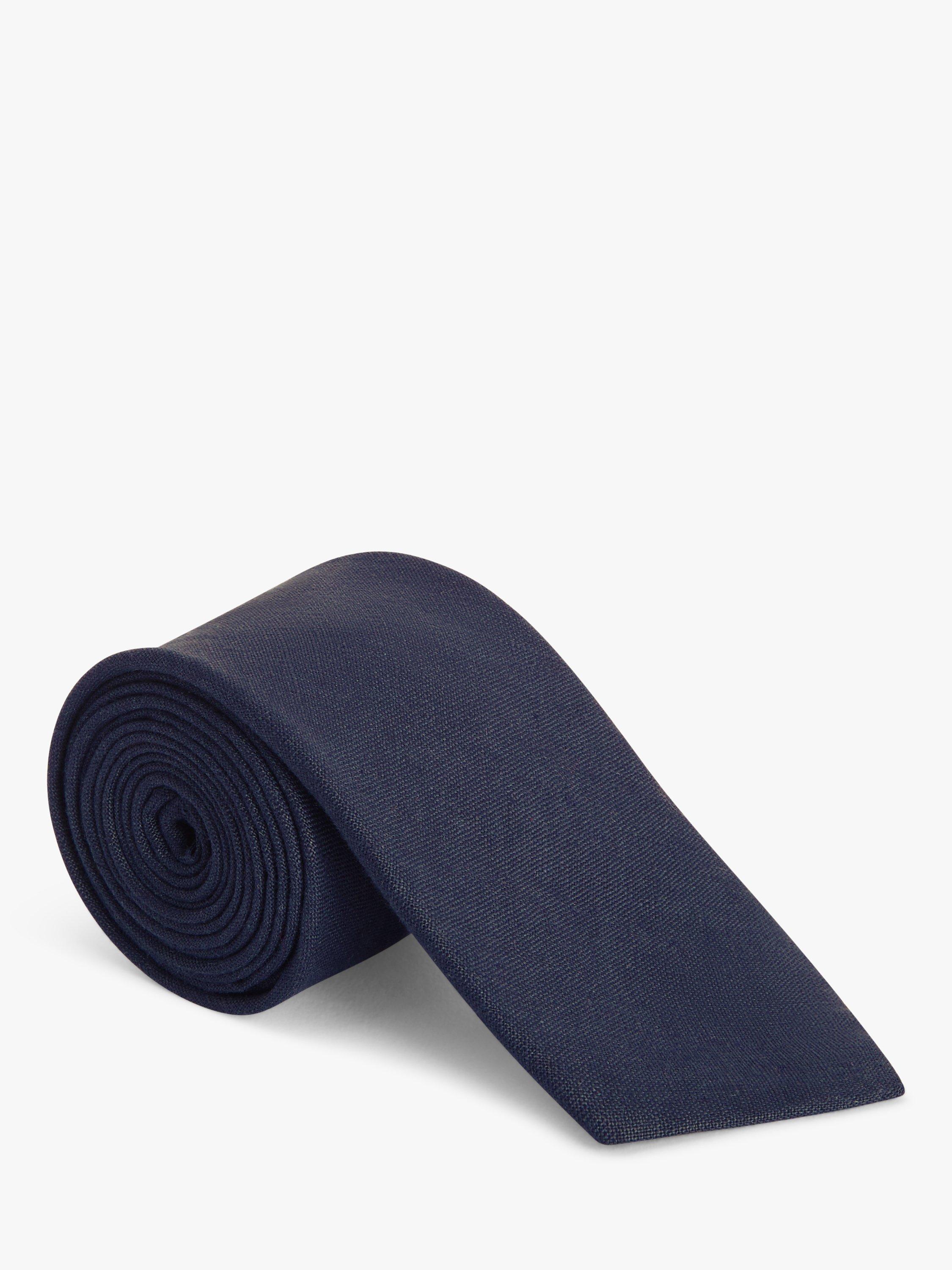 John Lewis Linen Plain Tie, Blue