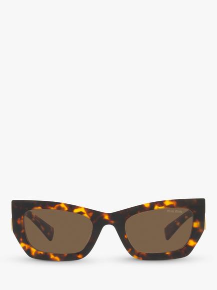 Miu Miu MU 09WS Women's Rectangular Sunglasses, Havana - view 2, Havana