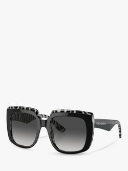 Dolce & Gabbana DG4414 Women's Square Sunglasses, Black/Grey Gradient, Black/Grey Gradient