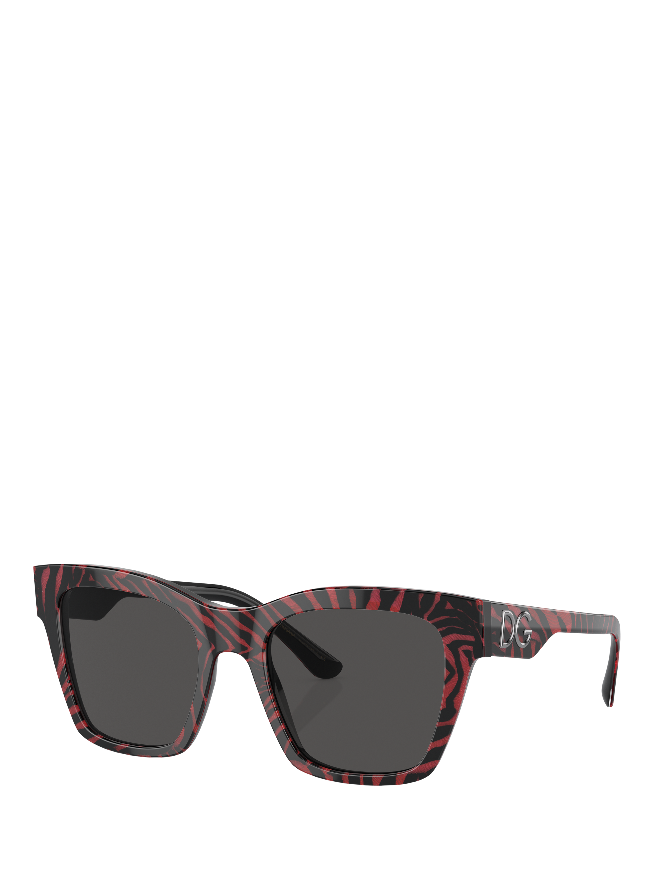 Product image 1 of 5, which shows Dolce & Gabbana DG4384 Women's D-Frame Sunglasses, Striped Red/Black