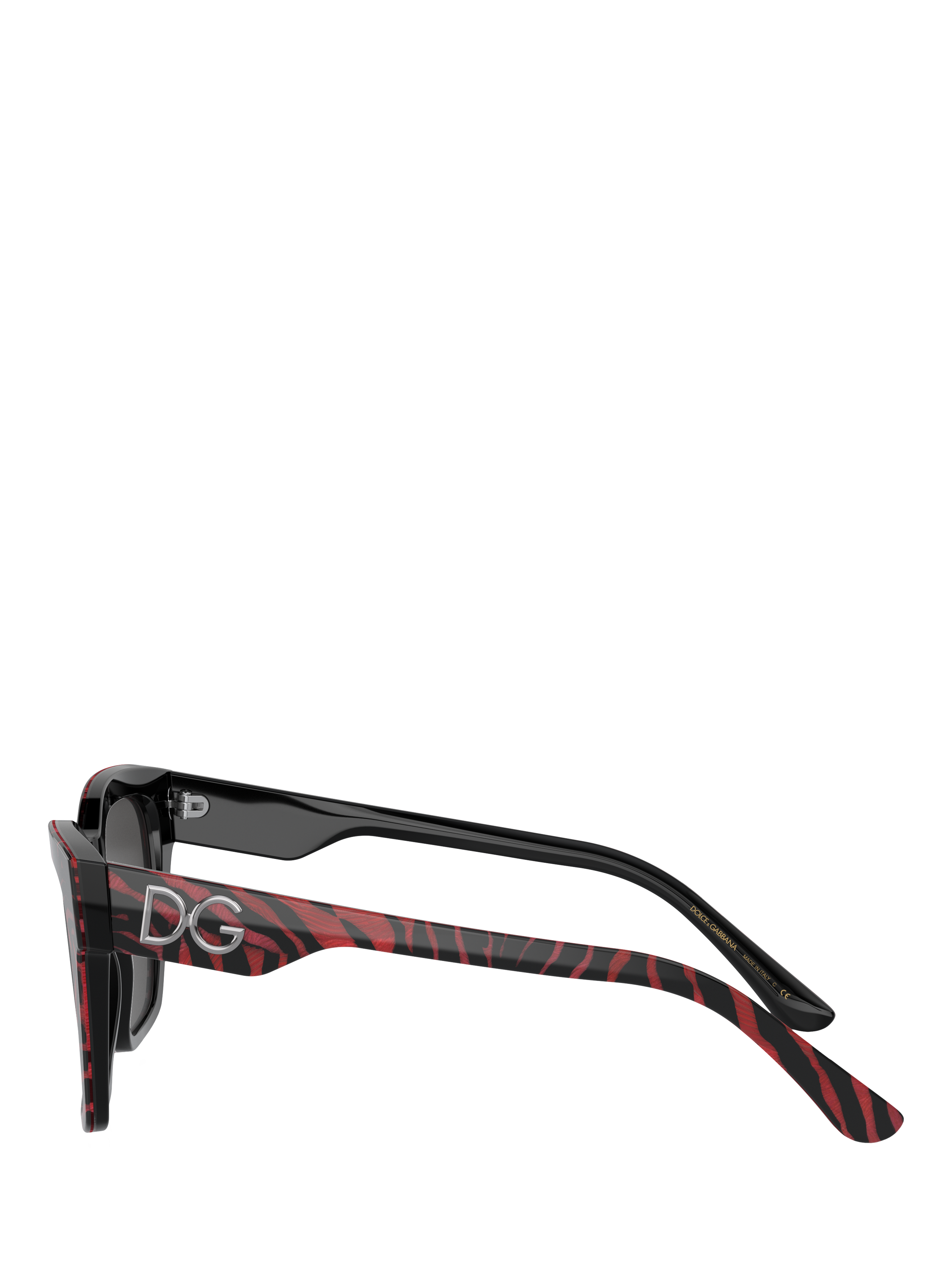 Product image 3 of 5, which shows Dolce & Gabbana DG4384 Women's D-Frame Sunglasses, Striped Red/Black