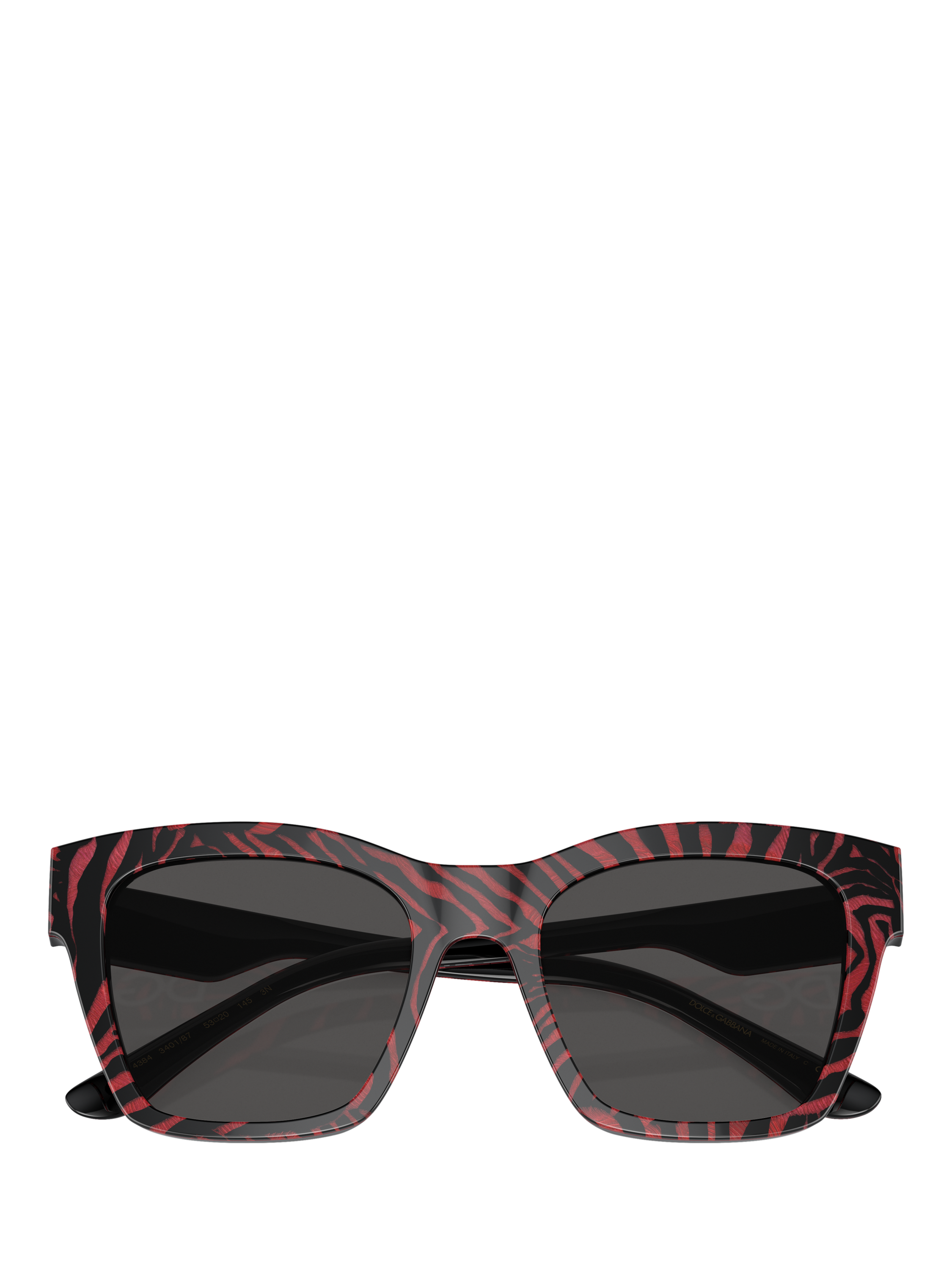 Product image 5 of 5, which shows Dolce & Gabbana DG4384 Women's D-Frame Sunglasses, Striped Red/Black