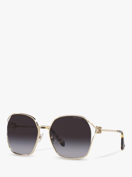 Miu Miu MU 52WS Women's Irregular Sunglasses, Light Gold