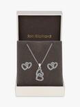 Jon Richard Double Heart Crystal Pendant Necklace & Stud Earrings Jewellery Set