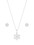 Simply Silver Snowflake Cubic Zirconia Pendant Necklace & Stud Earrings Jewellery Set, Silver